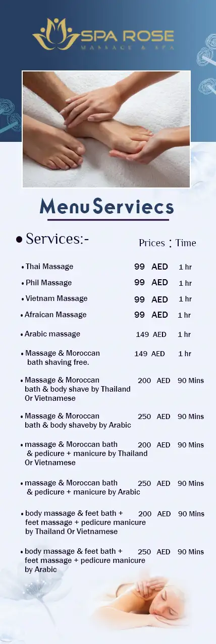 spa massage menu